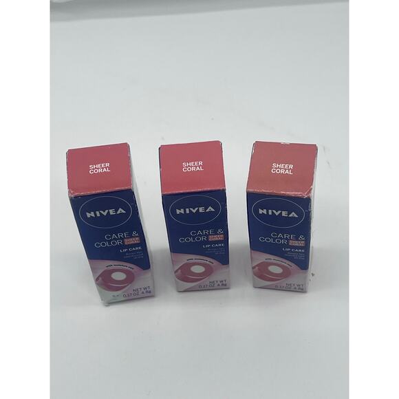 Lot of 3 - A Kiss and Care & Color sheer coral lip balm - Picture 2 of 6